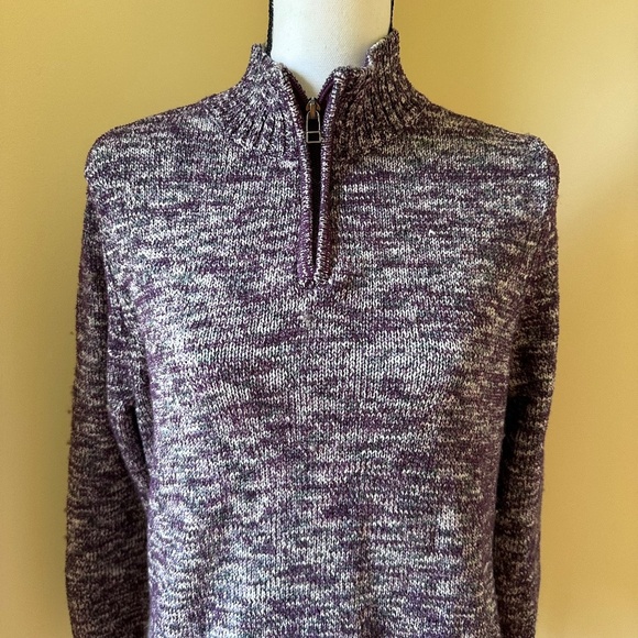**CROFT & BARROW* Purple Heather Long Sleeve Quarter-Zip Sweater Size Medium - Picture 3 of 7